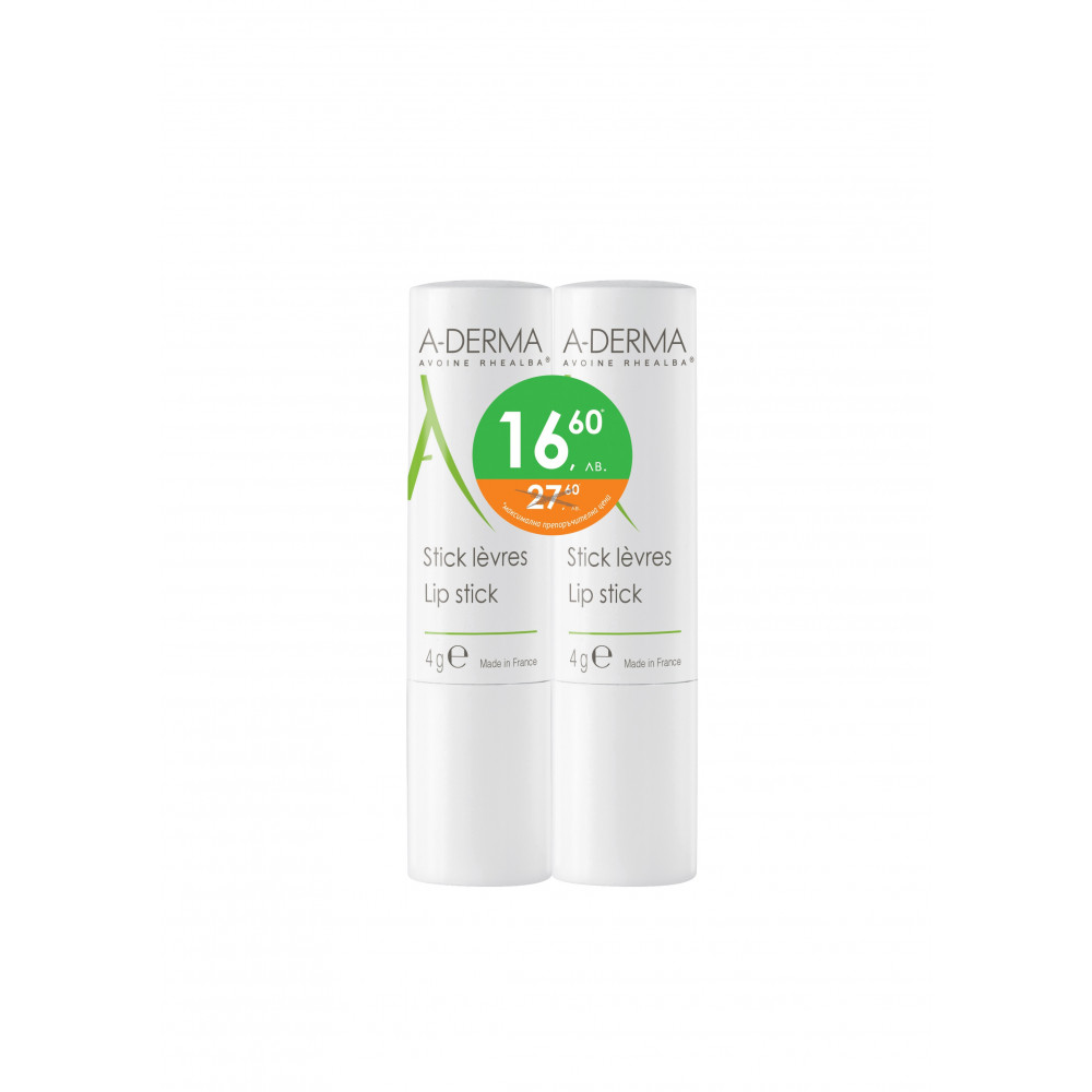A-Derma възстановяващ стик за устни 4 г. 1+1 -