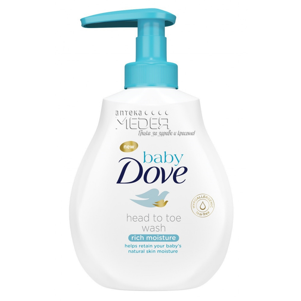 Dove Baby Rich Moisture Измиващ лосион за коса и тяло 400 мл -