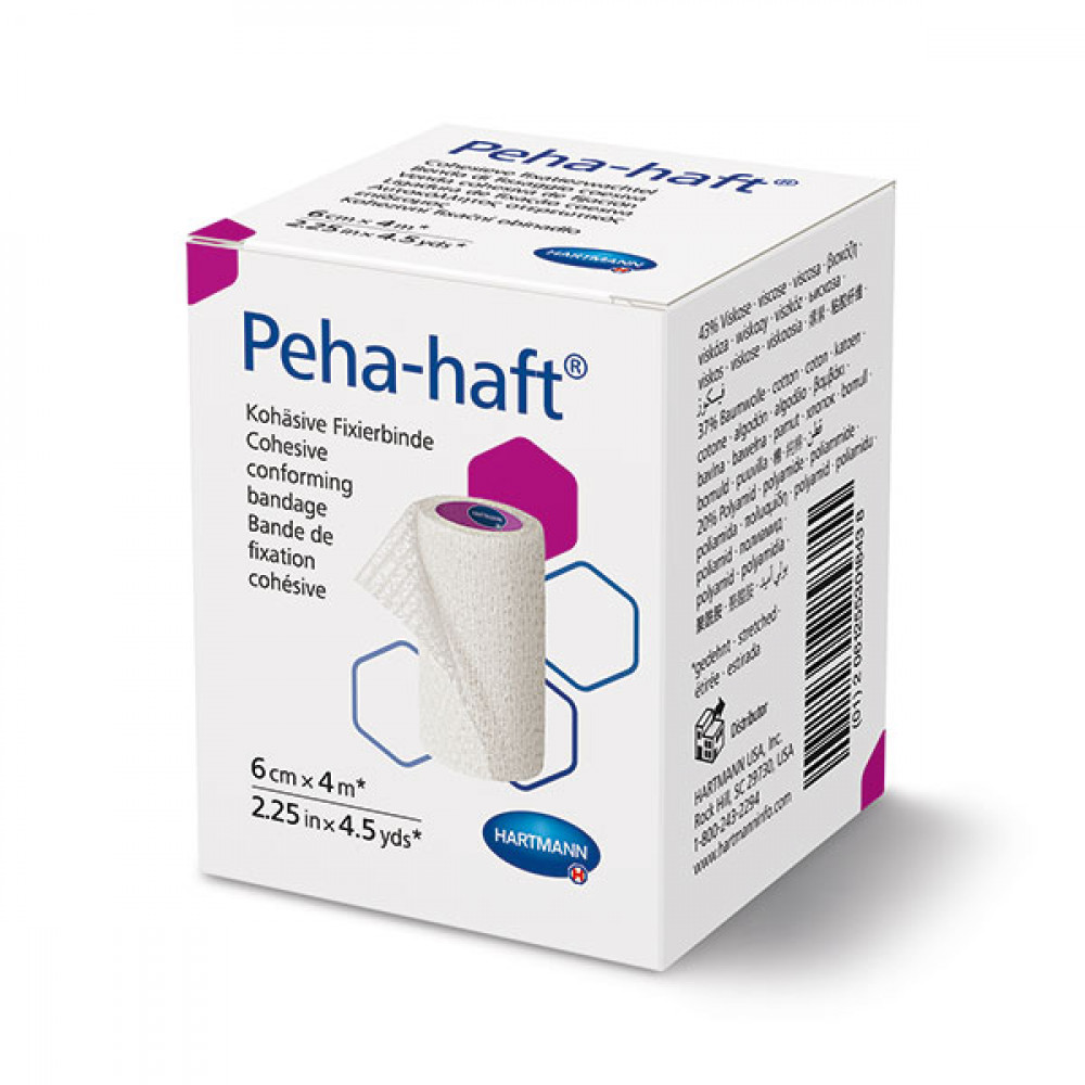 Hartmann Peha-half еластичен, плътно прилепващ бинт с двойно залепващ ефект 4м/6см х 1 брой -