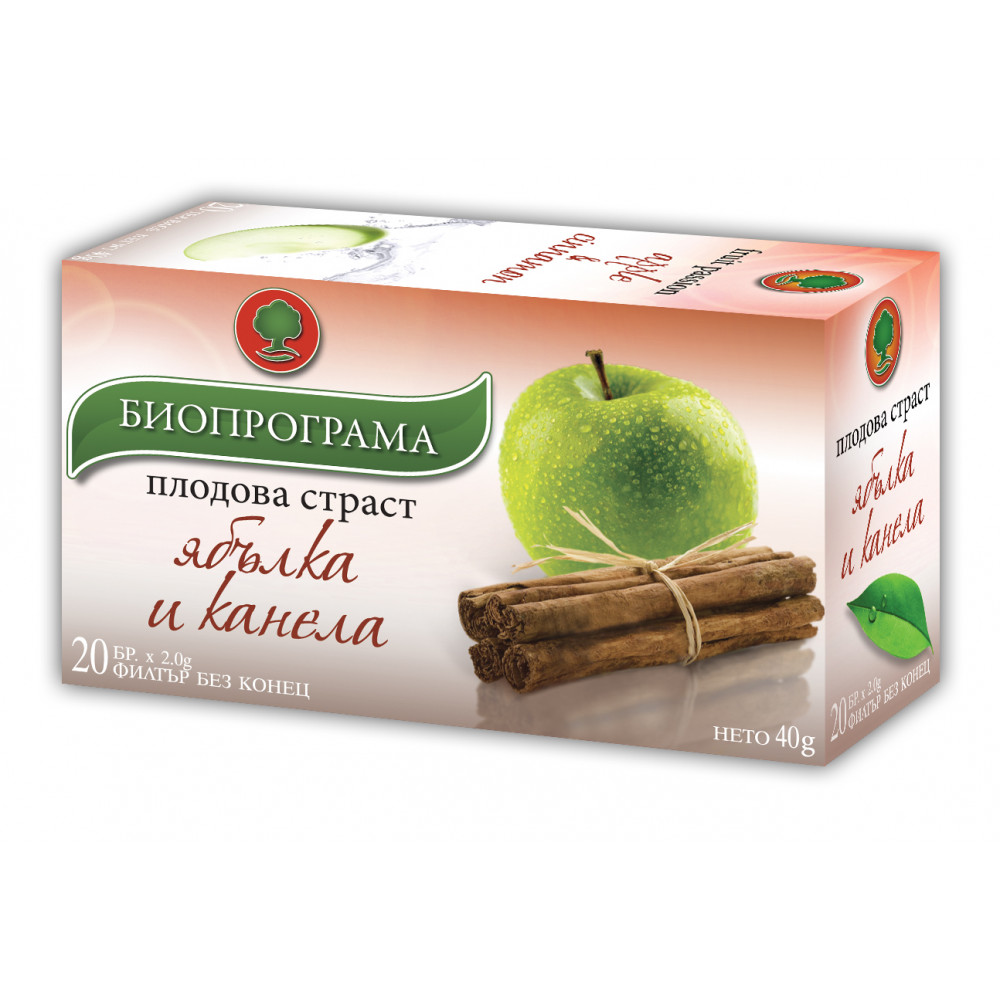 Чай Ябълка и канела, 20 бр. филтър, Биопрограма -