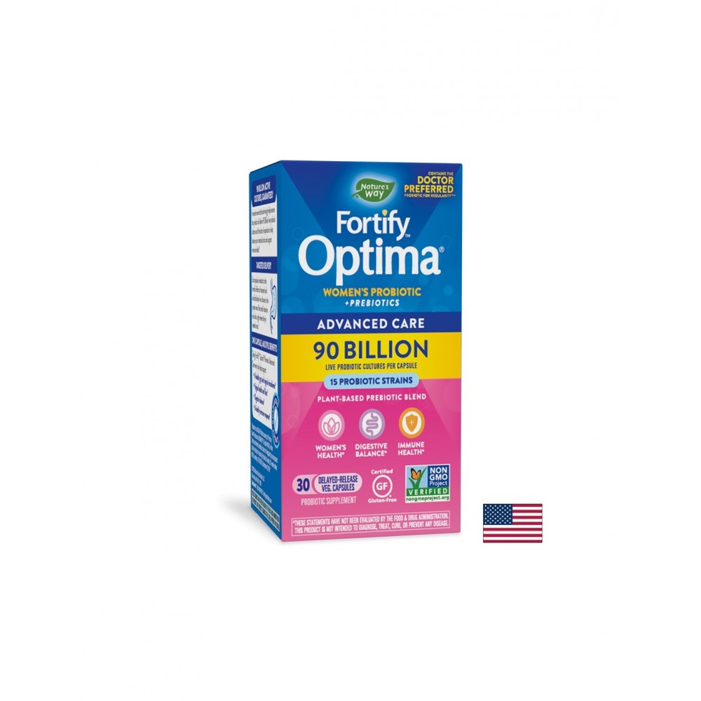 Fortify™ Optima® Women’s Advanced Care - Пробиотик и пребиотици за жени, 90 милиарда активни пробиотици, 30 капсули Nature’s Way