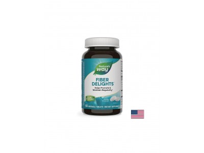 Fiber Delights - Микс от фибри за отслабване и детоксикация, 60 дъвчащи таблетки Nature’s Way