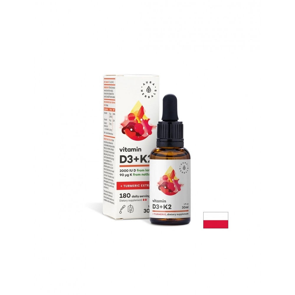Кости и стави - Витамин D3 800 IU + K2 36 µg + Куркума, 30 ml капки