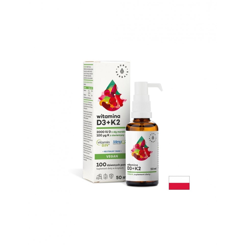 Кости и стави - Витамин D3 + K2 (веган формула), 50 ml капки