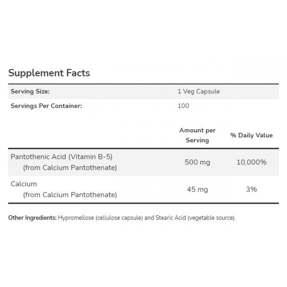 Vitamin B-5 / Pantothenic Acid 500 mg - Витамин Б