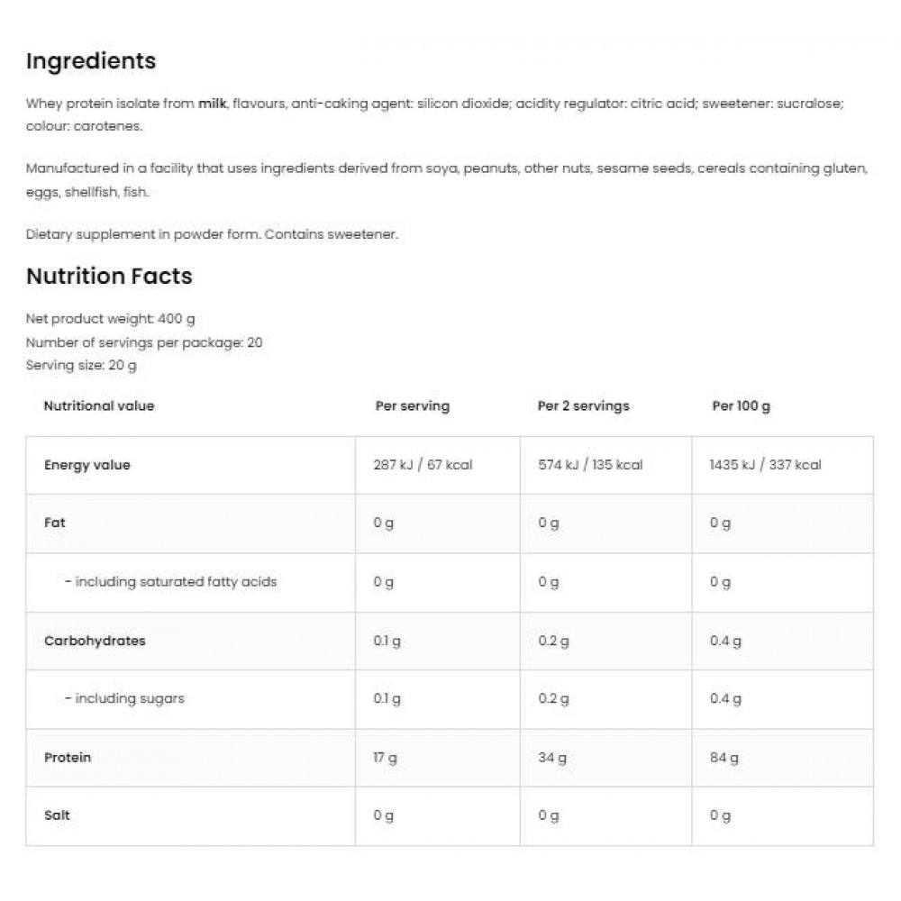 Clear Whey Isolate | 84% Whey Protein Isolate ~ Zero Fat & Carbs Краставица и мента - Суроватъчен протеин