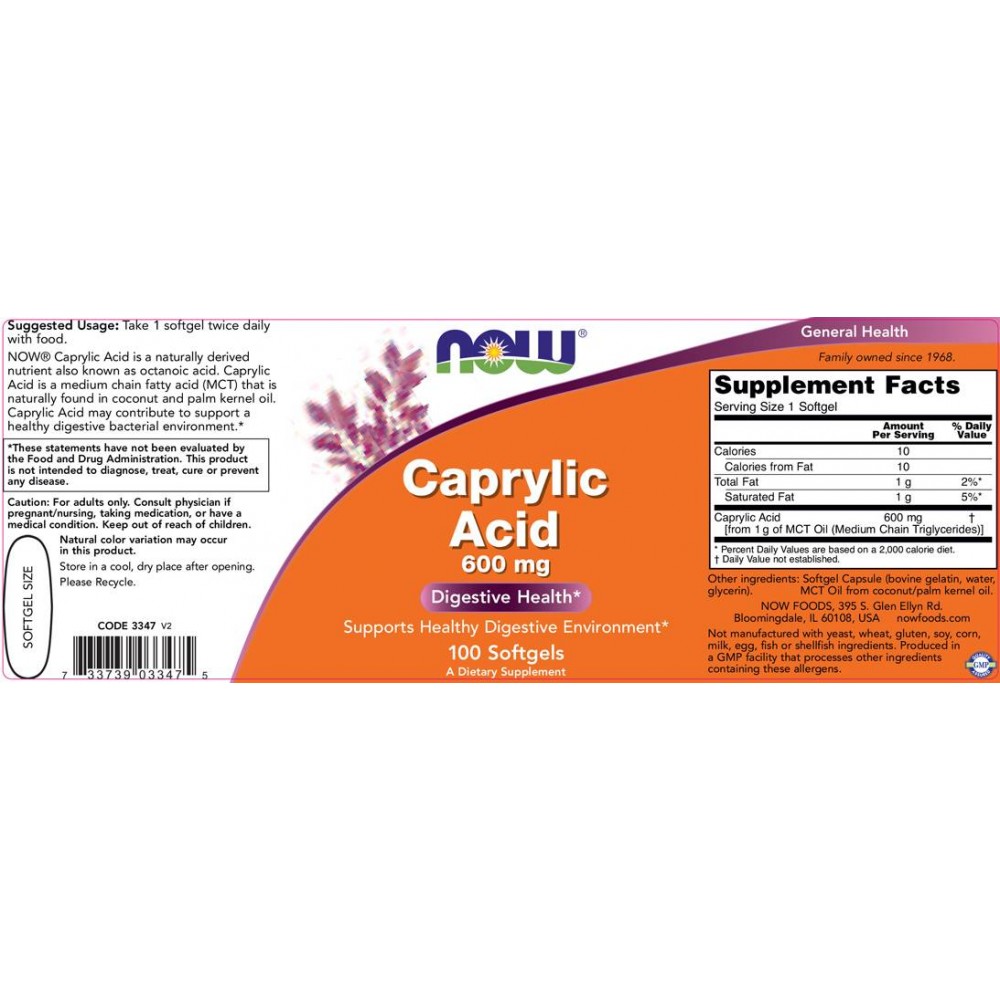 Caprylic Acid 600 mg - Мастни Киселини