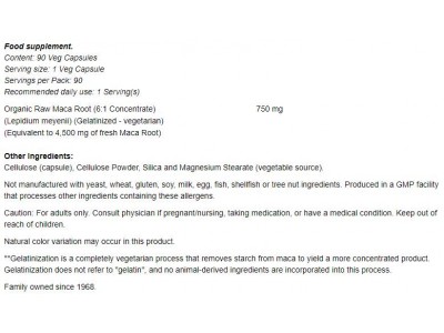 Raw MACA 6:1 Concentrate 750 mg