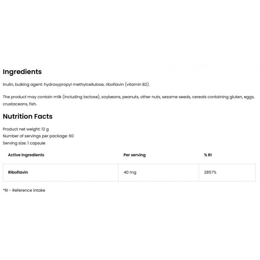Vitamin B2 Riboflavin 40 mg - Витамин Б