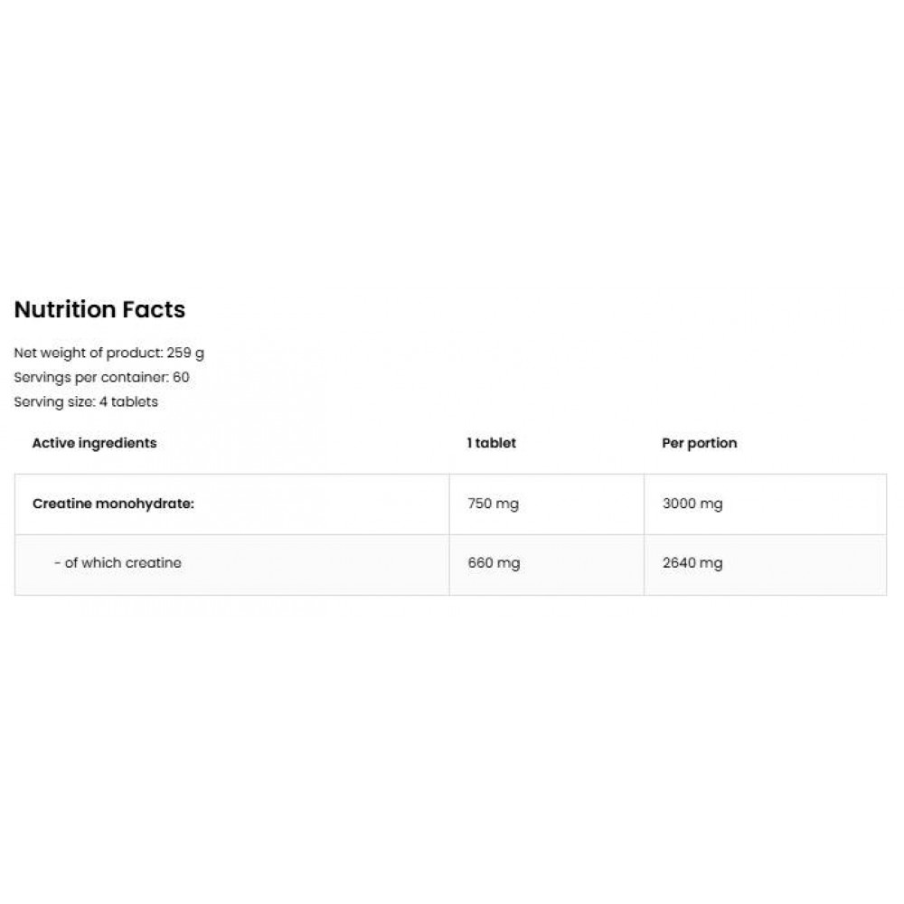 Creatine Micronized Tablets 750 mg - Креатин