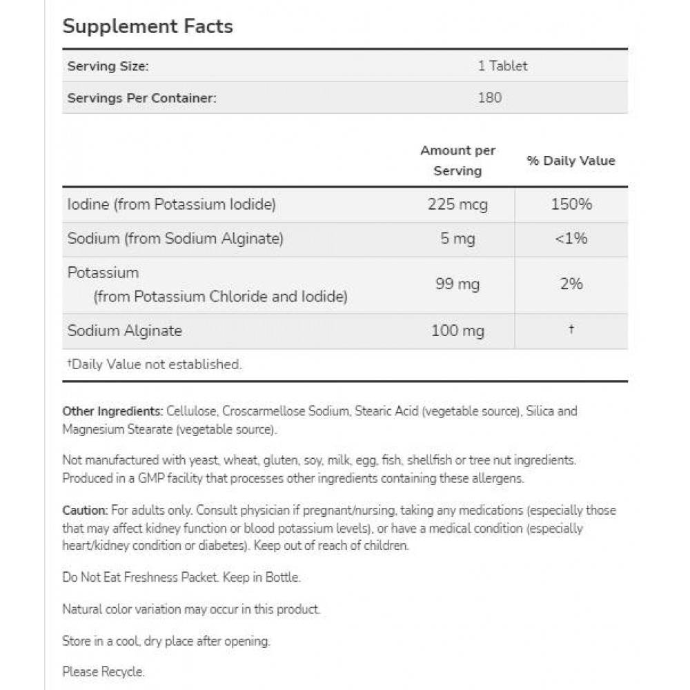 Potassium plus Iodine | Electrolyte Balance Support - Йод